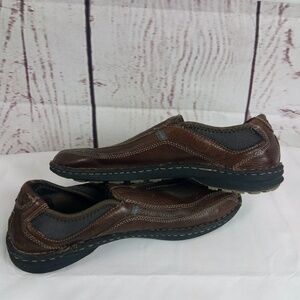 Cherokee Mens Brown Leather Loafers Slip-On Size13